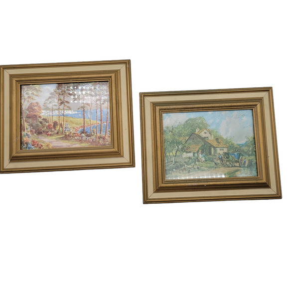 Pair MCM Framed Foil‎ Art Prints - Picture 1 of 10